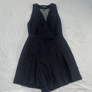 Sz 2 Vena Cava Black Pleated Front Romper